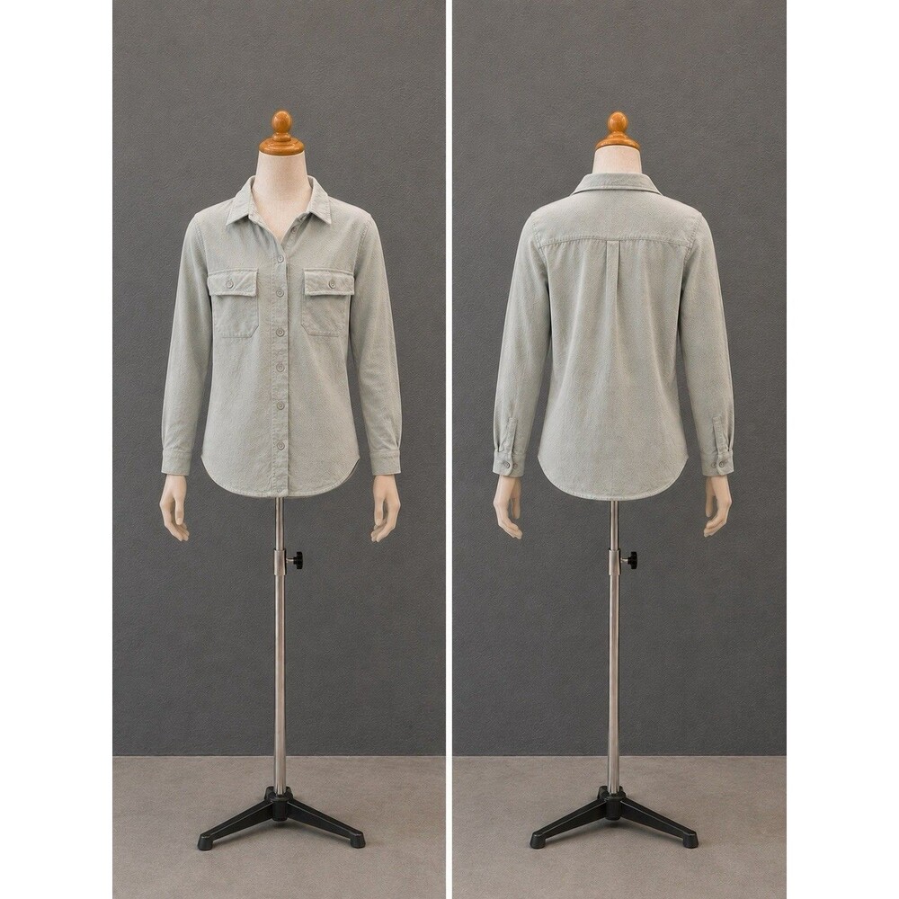 L.L. Bean Button Up Shirt Cotton Terry Cloth Shacket Women’s Light Blue Medium